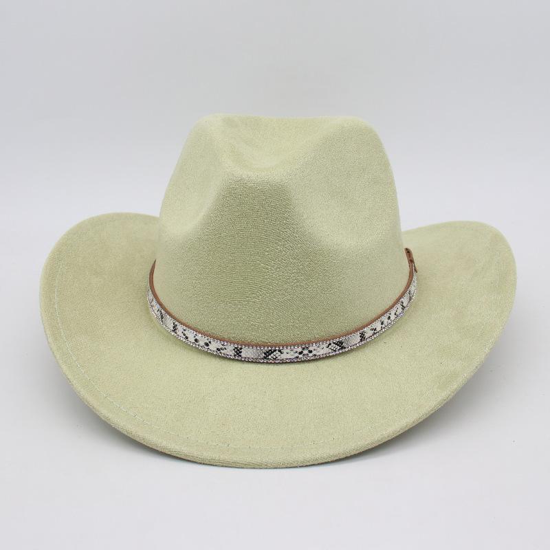 White Leather Textured Tibetan Woolen Hat Men'S And Women'S Wide-Brimmed American Top Hat Western Cowboy Hat Jackson Jazz Hat