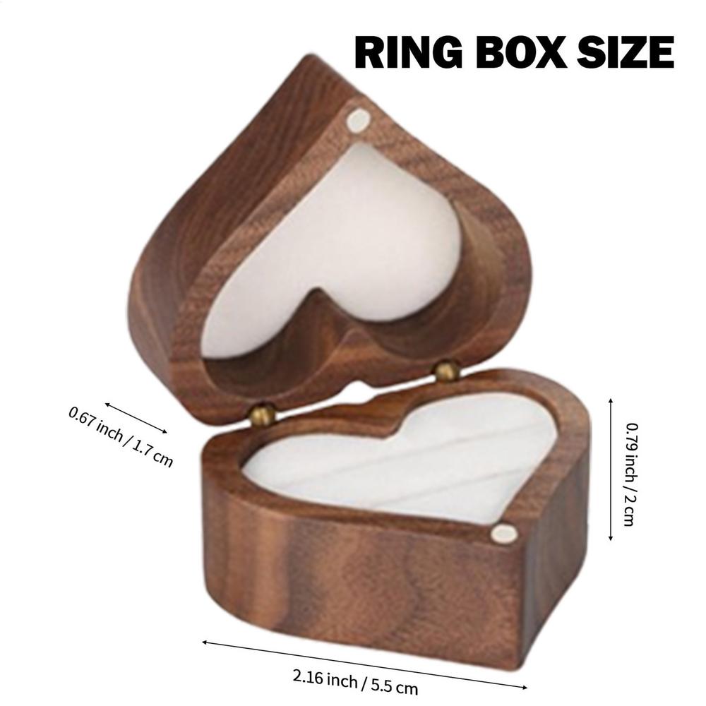 Proposal Box 1Pcs Love Heart Shaped Walnut Wood Ring Box Jewelry Case for Wedding Ceremony Jewelry Box Storage Proposal Wedding