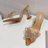 Pesstwei Sandals Street Mules Shoes Crystal Women Pumps Transparent High Heels Size 35-41