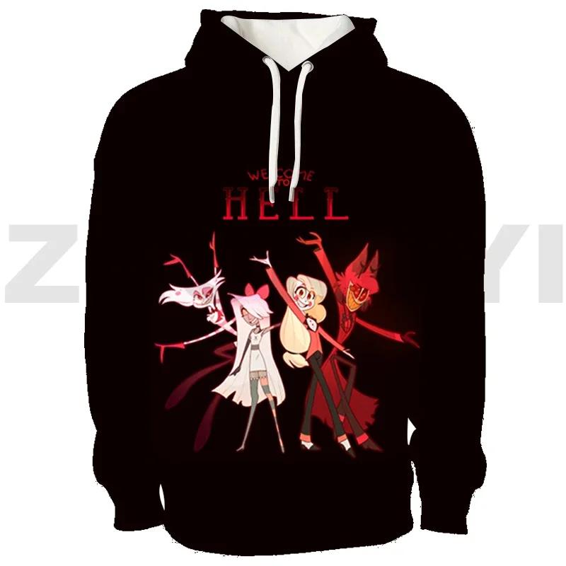 Harajuku Hazbin Streetwear 3D Print Hotel Men Clothing Hip-Hop High Street Sweatshirts Female Anime Hoodie Cosplay Costume Hoody