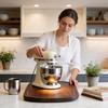 Rustic Wooden Appliance Base With Non Slip Surface For Coffee And Tea Service