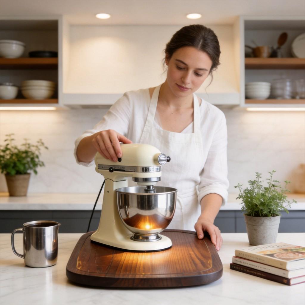 Rustic Wooden Appliance Base With Non Slip Surface For Coffee And Tea Service