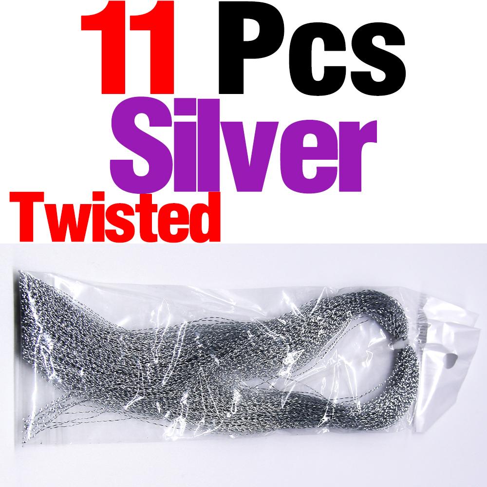 MNFT 11 Packs Crystal Flies decorating Tinsel Fly Tying/Jig Hook Lure Making Materials Holographic Flashabou DIY Bait Wing Tail