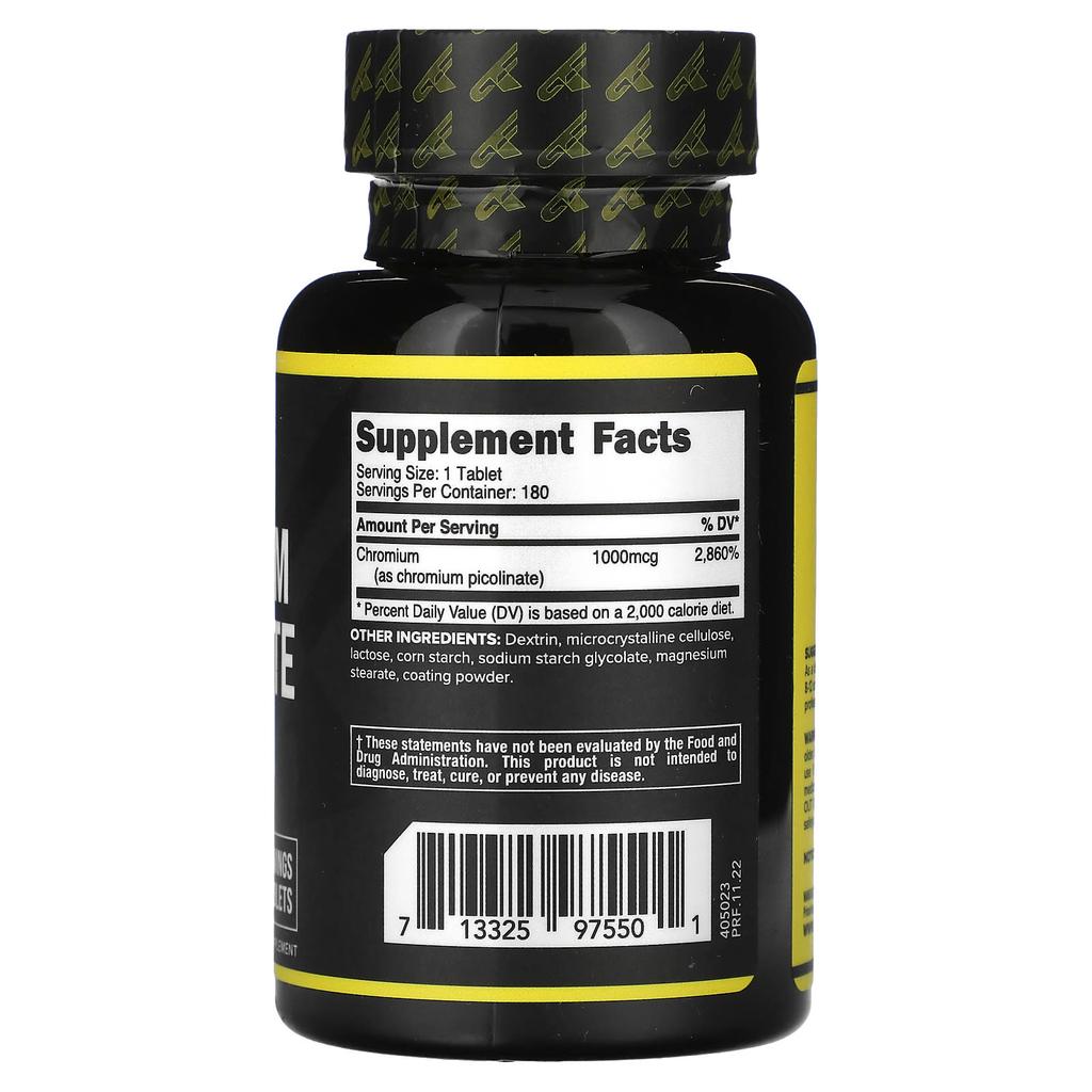 Chromium Picolinate, 1,000Mcg, 180 Tablets