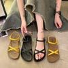 Comfortable Open-toed Women's Flat Sandals Korean Style Fashion Roman Beach Shoes Woven Cross Band Casual Sandals for Summer