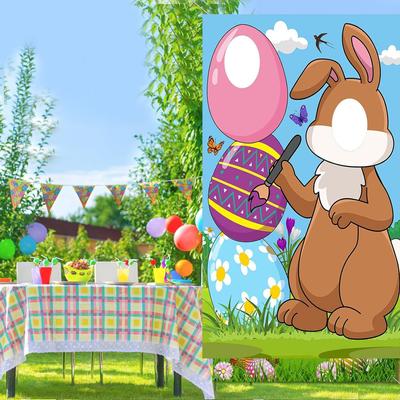 Spring Easter Props For Photography Rabbit Colorful Eggs Grass Easter Holiday Kids Party Decoration Photo Studio Props