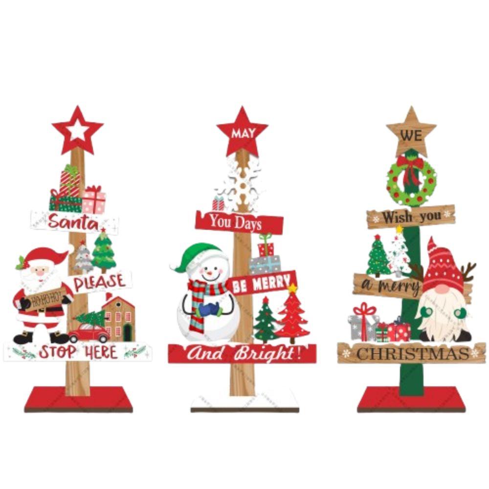 3Pcs/set Household Christmas Wooden Ornaments Creative Christmas Decoration Tabletop Ornamen