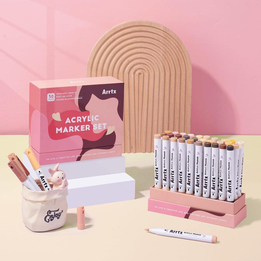 Arrtx Acrylic Paint Skin Realistic Skin Brush for Illustrations and Suitable for Professionals and Beginners Markers, Tones, 30-Color Set, Tones,