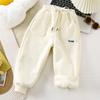 Autumn and Winter Children's Plush Casual Pants Korean Style Warm Thickened Boys and Girls Trousers