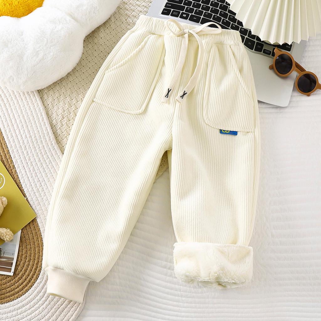 Autumn and Winter Children's Plush Casual Pants Korean Style Warm Thickened Boys and Girls Trousers