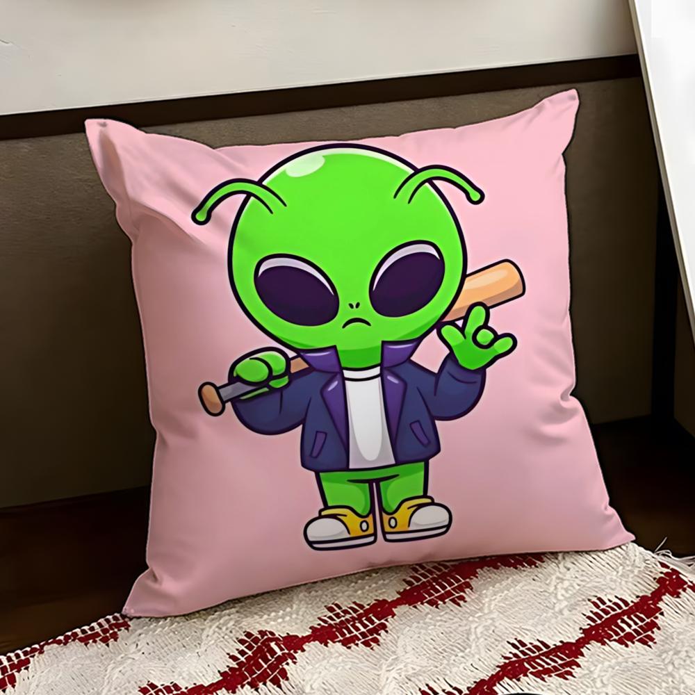 Loopy Silly Alien Cushion Cover Reversible Soft Durable Pillow Cover Home  Car MultiScene Use for Daily Comfort