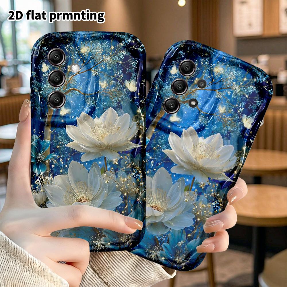 Phone Case: 2D Samsung Galaxy A34 A35 M05 M06 S20 S22 S21 FE Plus 5G Case, Dark Night White Lotus Forest, Christmas and Halloween Gift