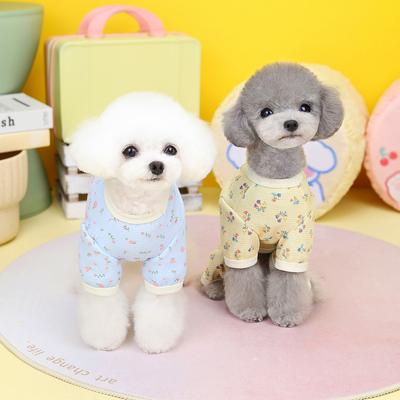 2023 Spring and Summer New Pet Clothes Dog Clothes Teddy Chenery Bichon Applicable Waffle Floral Home Clothes Puppy Clothes