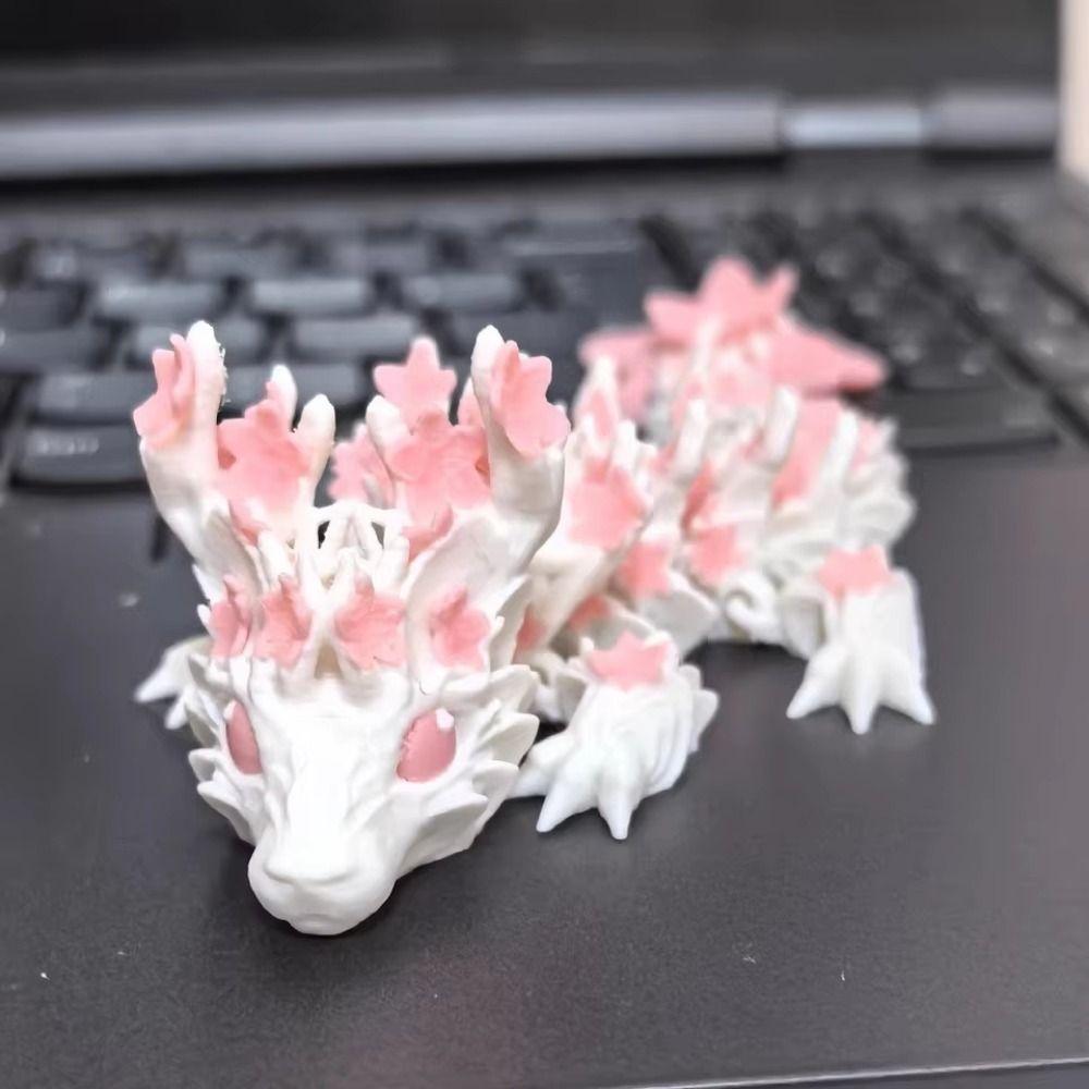 

Sakura Dragon 3D Printed Diceratops Dragon Simulated Eye 3D Articulated Dragon Toys Fish Tank 15cm