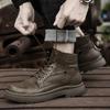 New Retro Men's Genuine Leather Work Boot  Fashionable High-Top Laced Walking Boot Outdoor Durable  Comfortable And Casual Boots