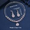 3PC Women's Fashion Zircon Geometric Flower Fresh Necklace Earring Zircon Set Design Sense Set Daily Wear Holiday Gift
