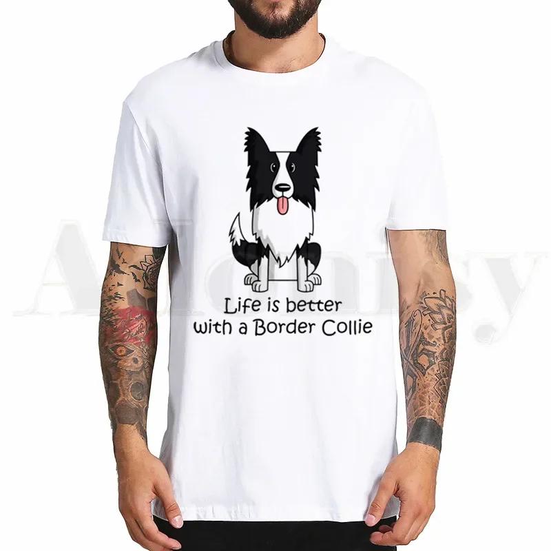 Border Collie Print Tshirt Hip Hop Girl Print Top Tees Harajuku Dog Cartoon Funny Kawaii Art Tshirts Men Fashion Summer Tshirts