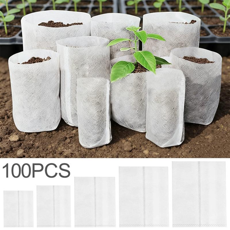 100pcs Nursery Bag Plant Seeding Grow Bags Degradable Garden Indoor Planting Bags Greenhouse Flower Pots Bags