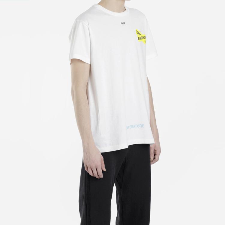 Off-White Yellow Caution Tape Arrow Short Sleeve T-Shirt Men Tops White OMAA002S181850060160