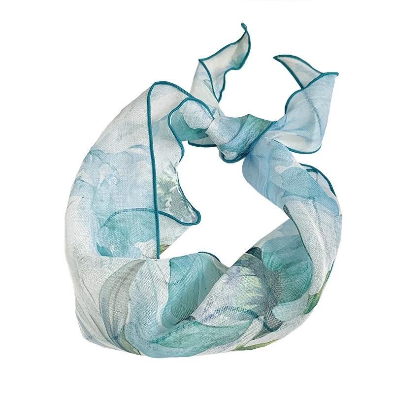 Headscarf women's pastoral style new ink-dyed flower triangle scarf new versatile literary decorative scarf headband