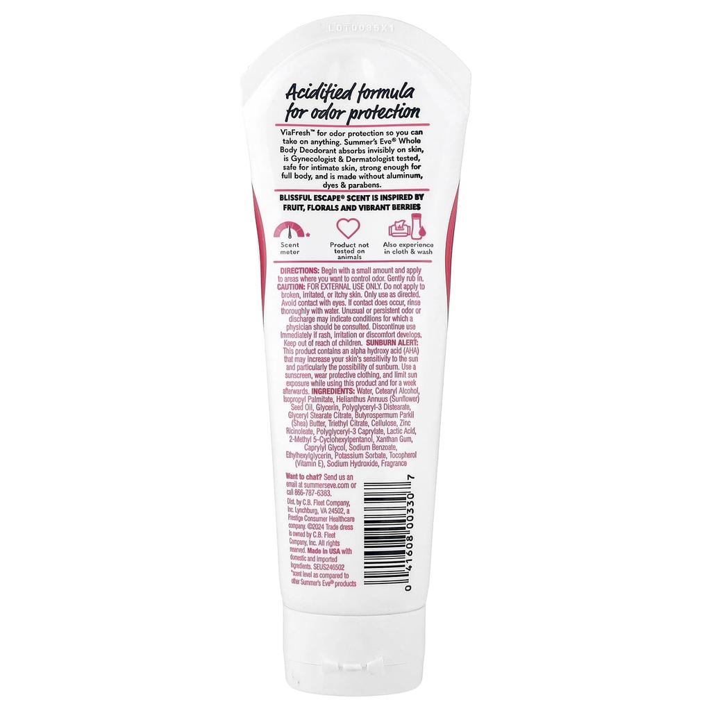 Summer's Eve Ultimate Odor Protection™, Body Deodorant, Blissful Escape®, 89 Ml (3 Fl Oz)