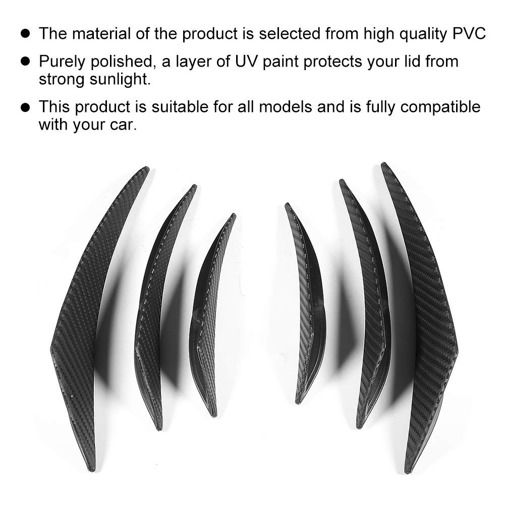 Car Bumper Canard Fin Splitter, 6pcs/Set Carbon Fiber Textured Car Bumper Fin Canard Splitter