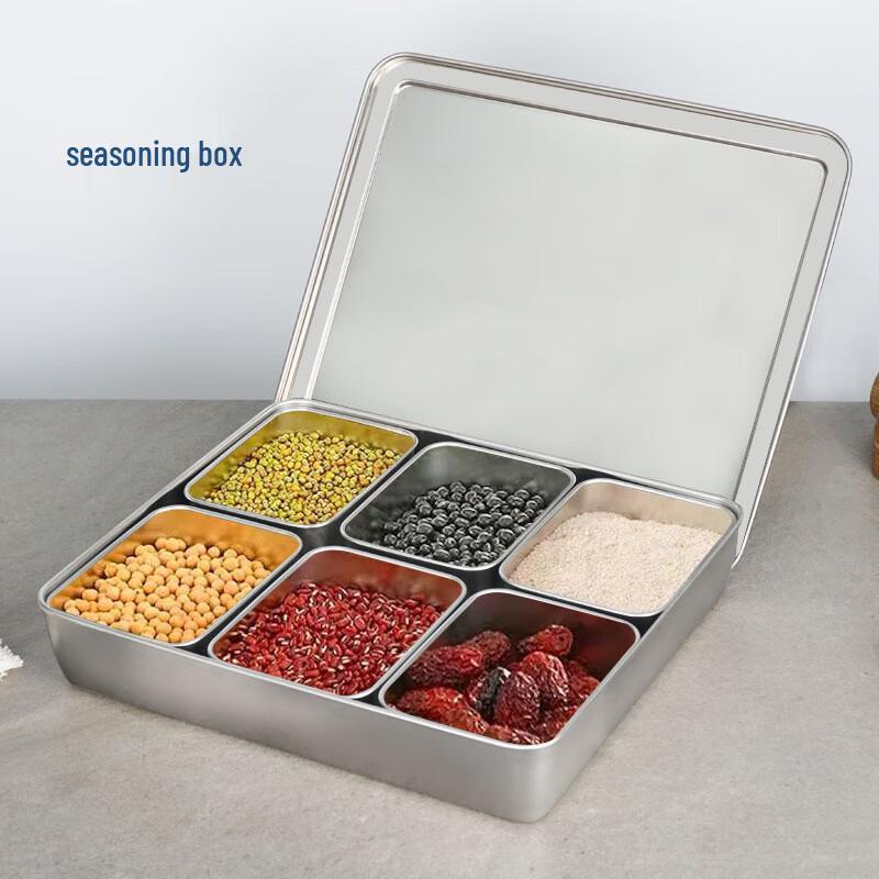 Scatola porta condimenti Ming Chuxing in acciaio inossidabile stile giapponese con coperchio