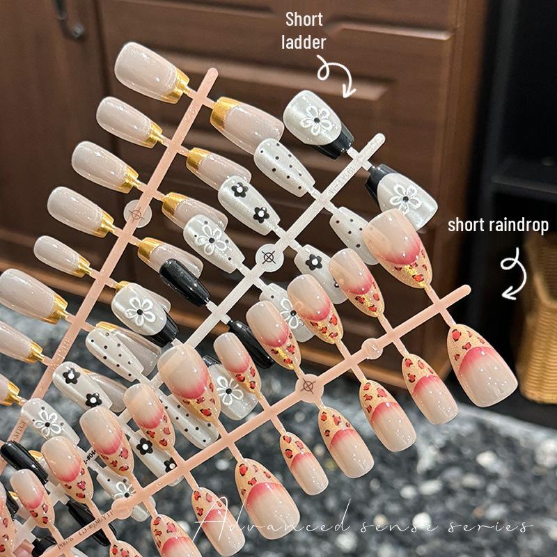 Rhinestone Gradient Blush Mermaid Cat-Eye Camellia Lily Nail Stickers - Set of 30 Pieces