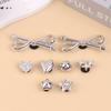 8Pcs/Set Metal Silver Electroplated Bow Button Dot Heart Charms Shoe Buckle Diy Detachable Clogs Sandals Accessories