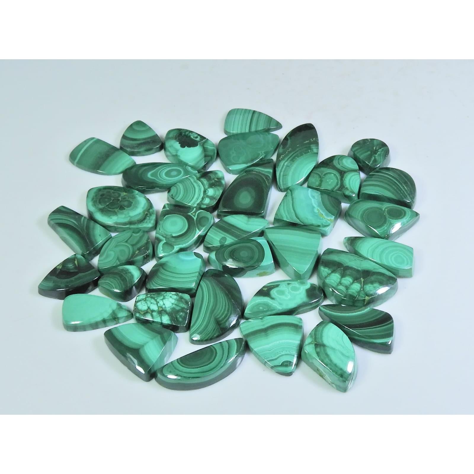 

216Cts. Natural Green Malachite Ring Size Fancy Cabochon Gemstone 35Pcs Lot C-245