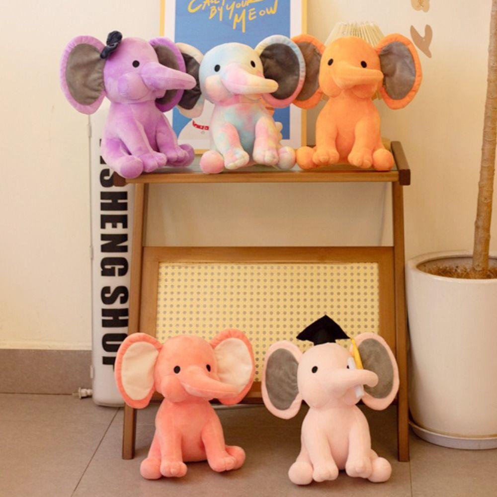 Adorable Cotton Elephant Plush Toys Soft Texture Kawaii Stuffed Animal Soothing Pillow Sleeping Aid Stuffed Animal