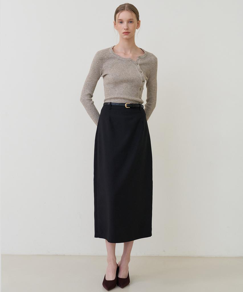 BIBYSEOB Back Slit Skirt Black [T61]