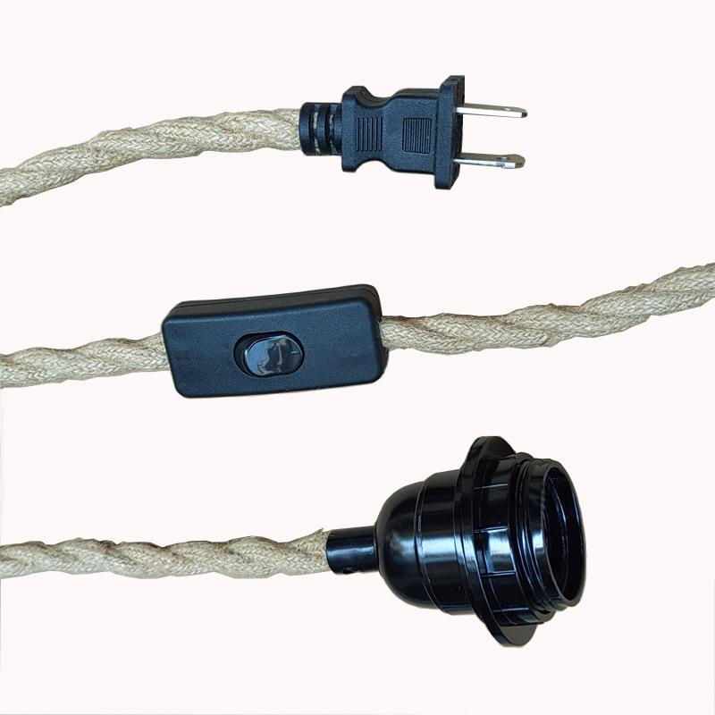 Stromkabel Pendelleuchte 2M 2,5M 4M Hanfseil Kabel E26 E27 Lampenfassung EU-Stecker mit Schalterkabel Edison Glühbirnenfassung Kabel Heiß