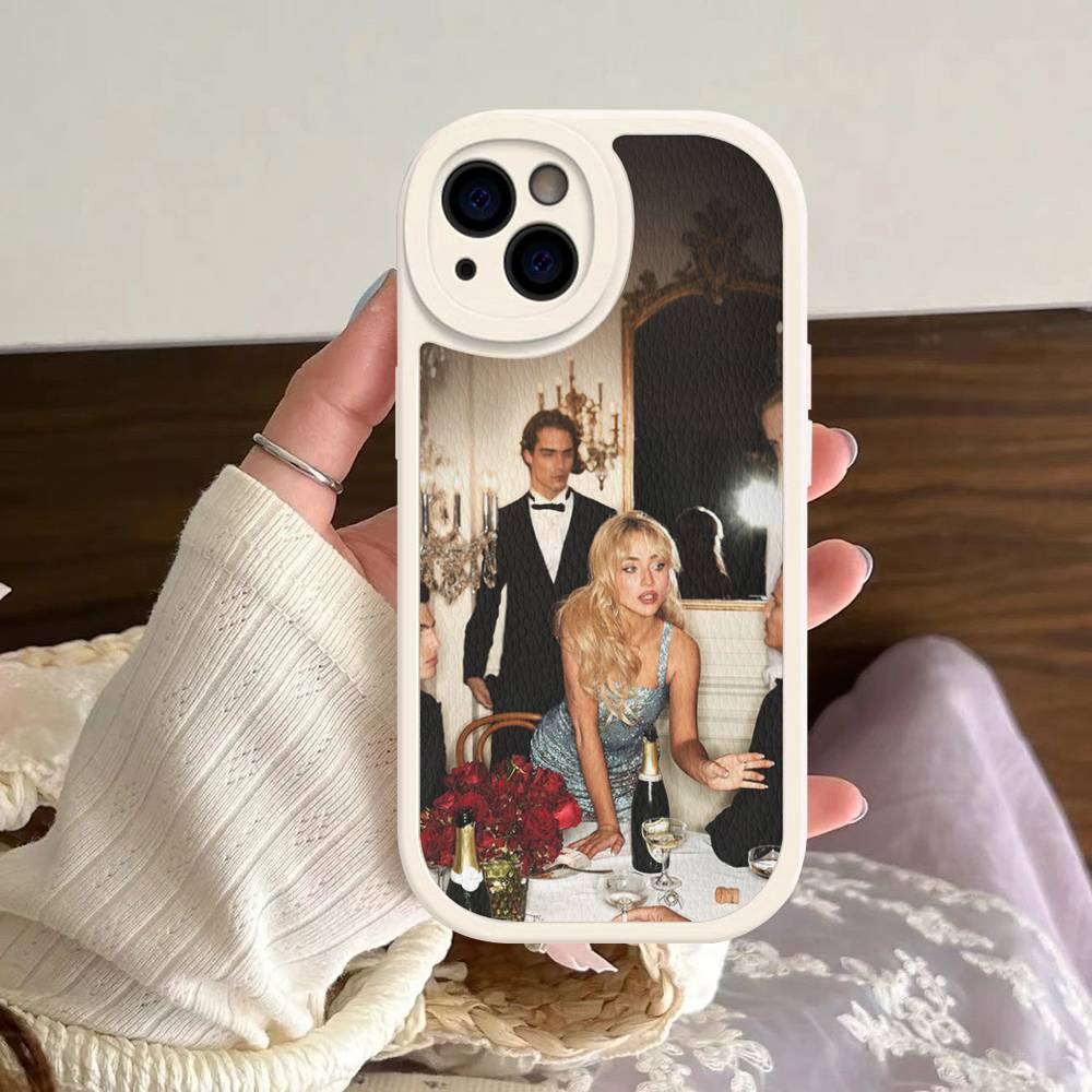 Singer S-Sabrina C-Carpenter Silicone Phone Case For iPhone 16 15 14 13 12 11 Pro Max Mini Leather Soft Cover