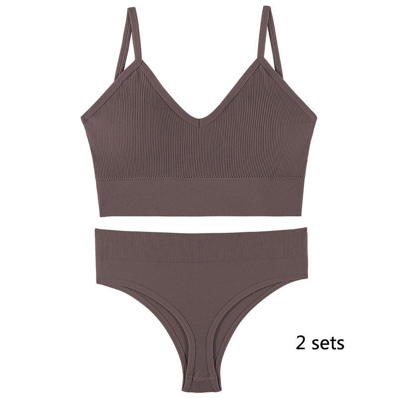 Underwear Set Lingerie Female Sexy Halter Beauty Tank Top Thin Section French Triangle Cup Without Steel Ring Gathered Bra Set