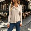 Women's Neck Long Sleeve Top, Casual Work Blouse for Business Casual and Everyday Wear
