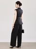 Women's Spring/Summer Age-Defying Suit Set: Waist-Cinched Vest & Draped Wide-Leg Pants.