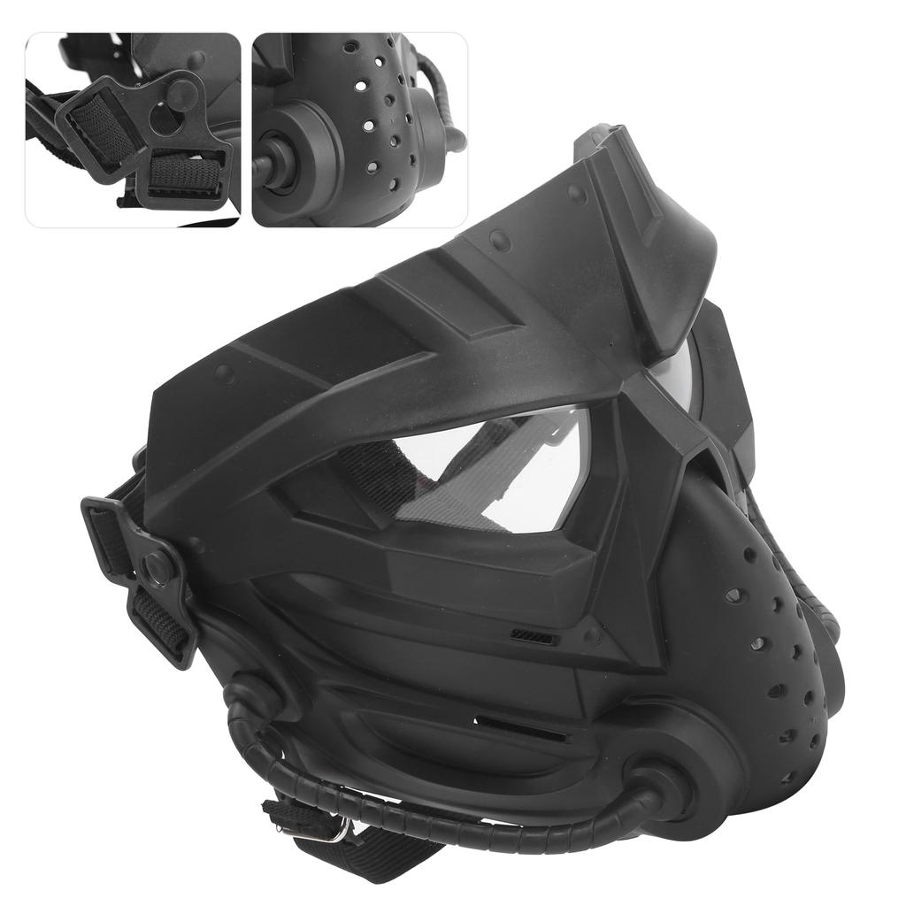 Black Full Face Guard Protection Transparent Lens Ergonomic for CS Game Halloween Outdoor Activities