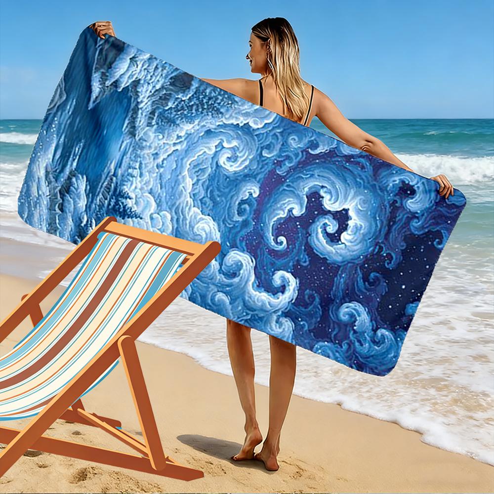 Swirling Winter Night Landscape Design Beach Towel Quick-drying for Travel Outdoor Sports Jogging Beach and Swimming