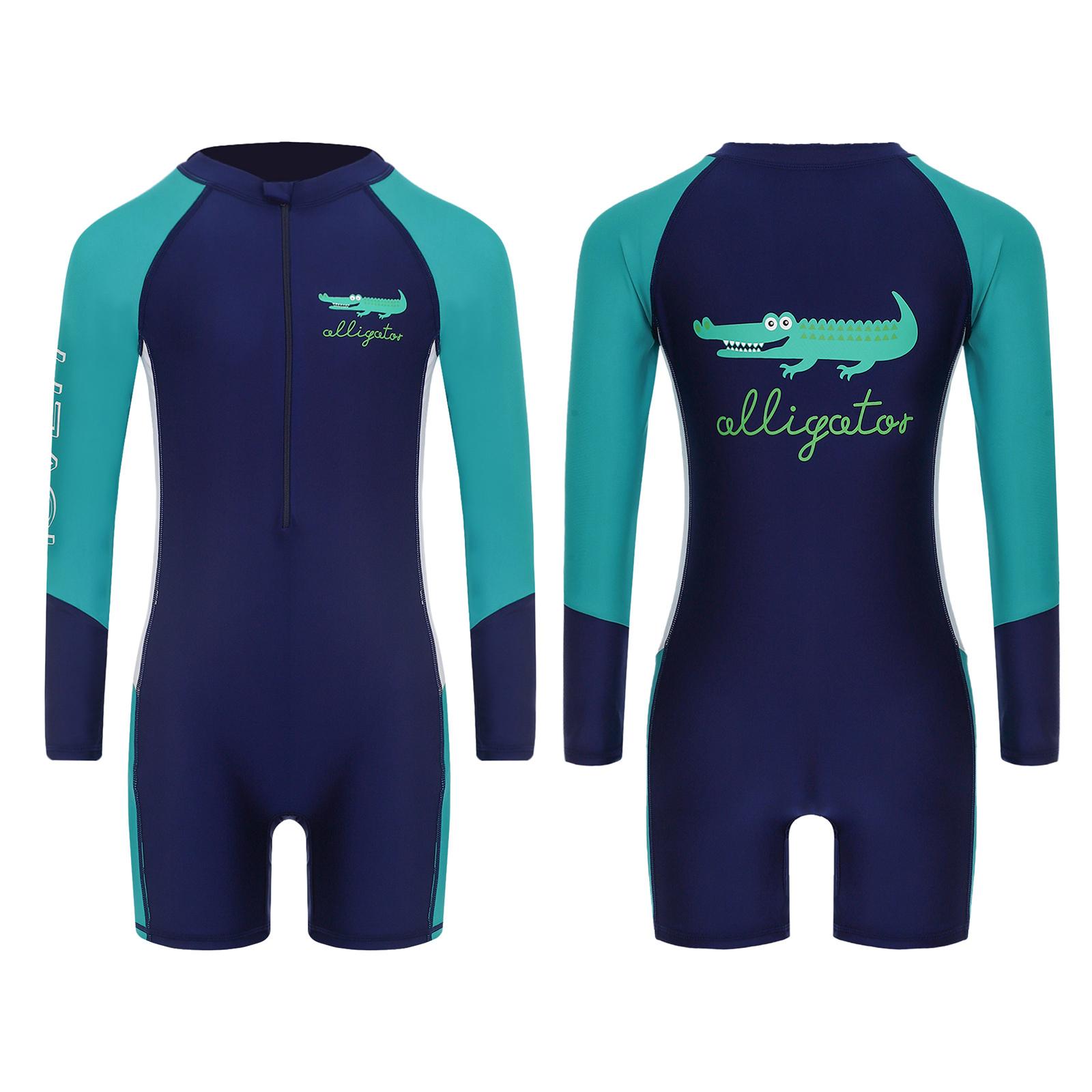 

Мальчики Рашгард на молнии спереди Длинный рукав UPF 50+ Цветной блок Купальник Бойлег Купальный костюм Одежда для аквапарка 4-5 Years зелёный