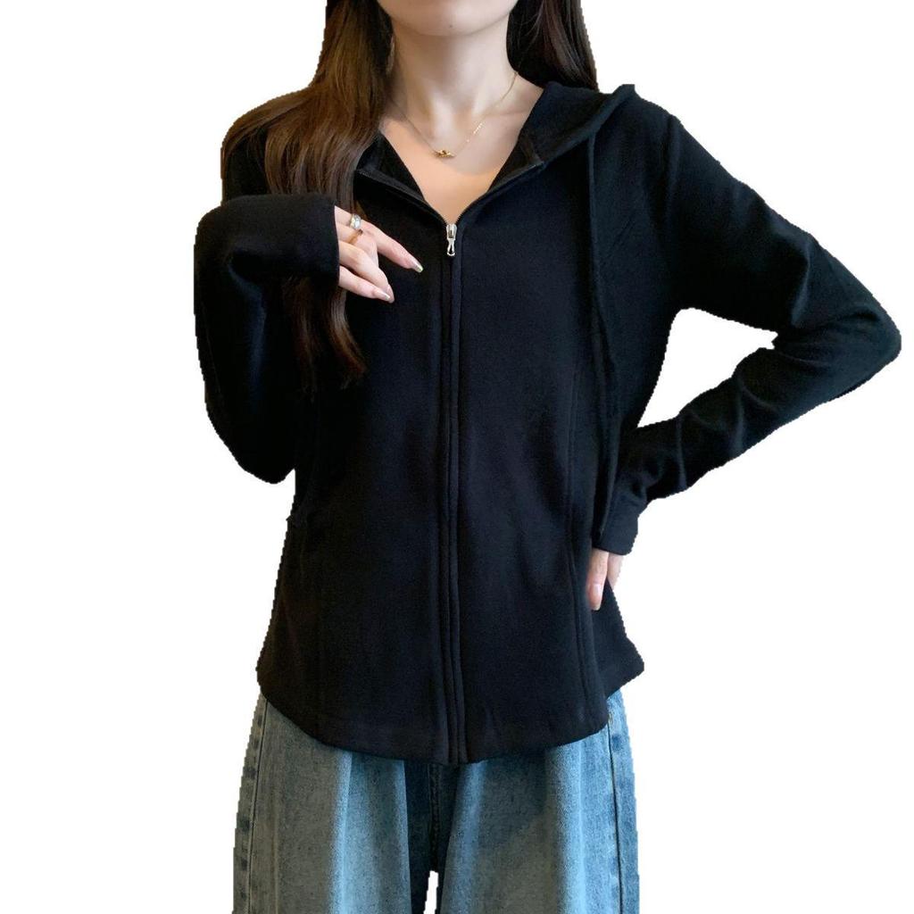 Plus Size Slimming Hooded Long Sleeve Cardigan Jacket for Women - Early Autumn 2025