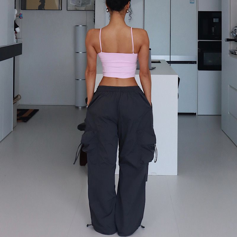 Western Style Gyaru Overalls Women High Waist Slimming Straight Wide Leg Casual Pants Pants Bottoms