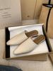 Fashion Comfortable Summer Slippers Mules Soft Leather Pointed Toe Slip On Sandalias Soild Mature Fashion Casual Low-heeled Shoes Mujer