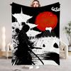 1Pc Digital Printed Japanese Samurai Flannel Blanket Mattress Cover Blanket for Family BedsSofasOfficesOutdoor Camping