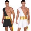 Men's Halloween Role Play Costumes One Shoulder Ancient Greek God Lingerie Knight Warrior Costume