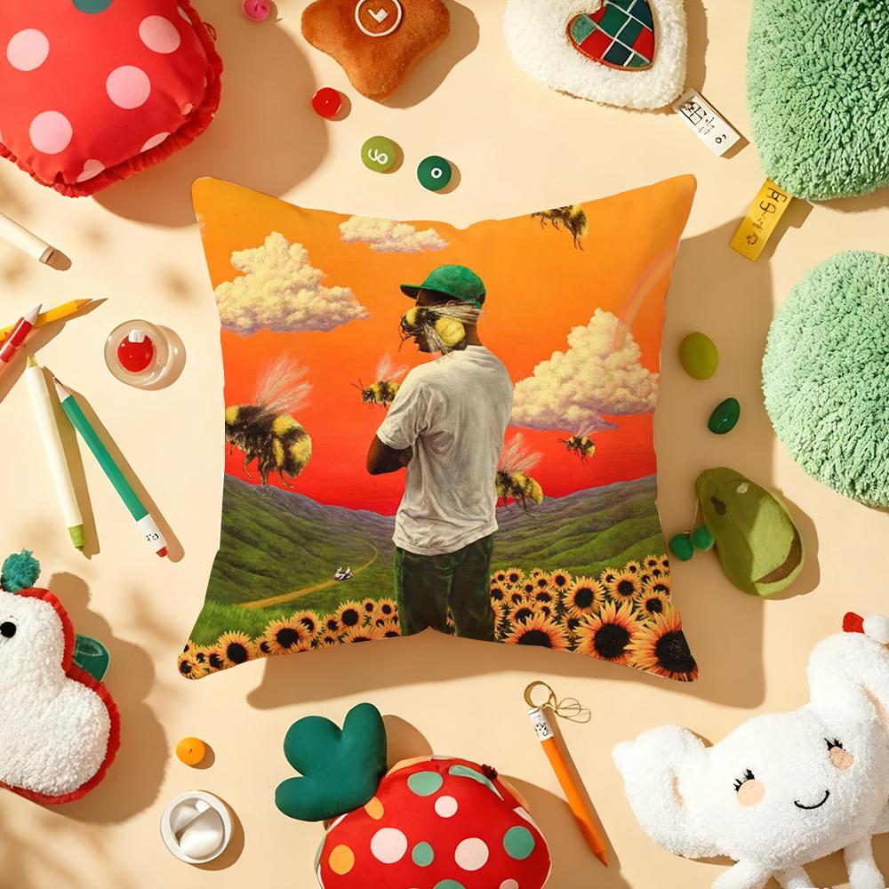 TTyler The CCreator Rapper Cushion Cover Plush Fabric Soft DoubleSided Printed Sofa Warm Winter Home Gift Pillow Cover