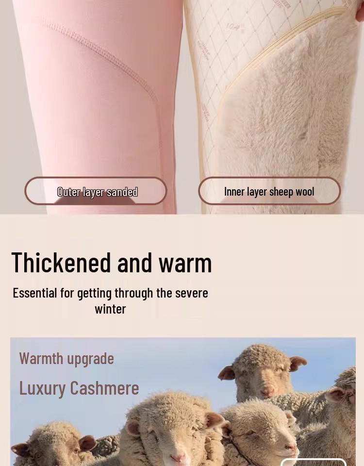 Women's High-Waisted Slimming Warm Cashmere Knee Pad Pants