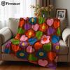 Vintage Heart Floral Cartoon Anime Print Flannel Blanket Soft Warm Throw for Kids Bedroom Sofa Bed Christmas Office Car