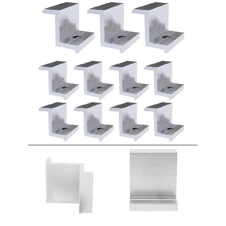 10Pcs High Quality Aluminum-Alloy PV End and Solar Panel Clamps for Mounting Racking System Solar Modules
