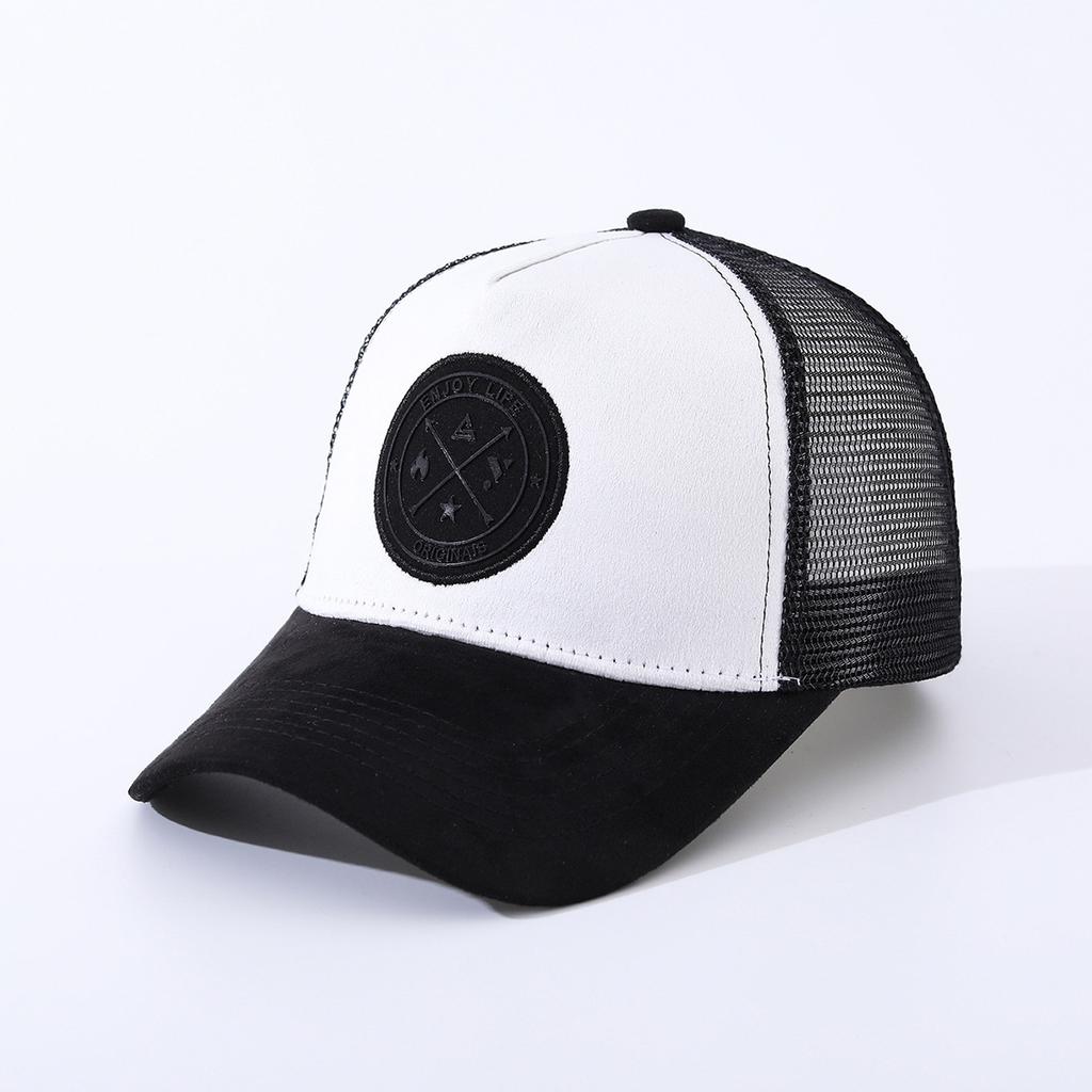 Sommer Runder Etikett Wildleder Baseballkappe Herren Netz Vielseitiger Sonnenschutz Damen Hip-Hop Hut Trendiger Hut
